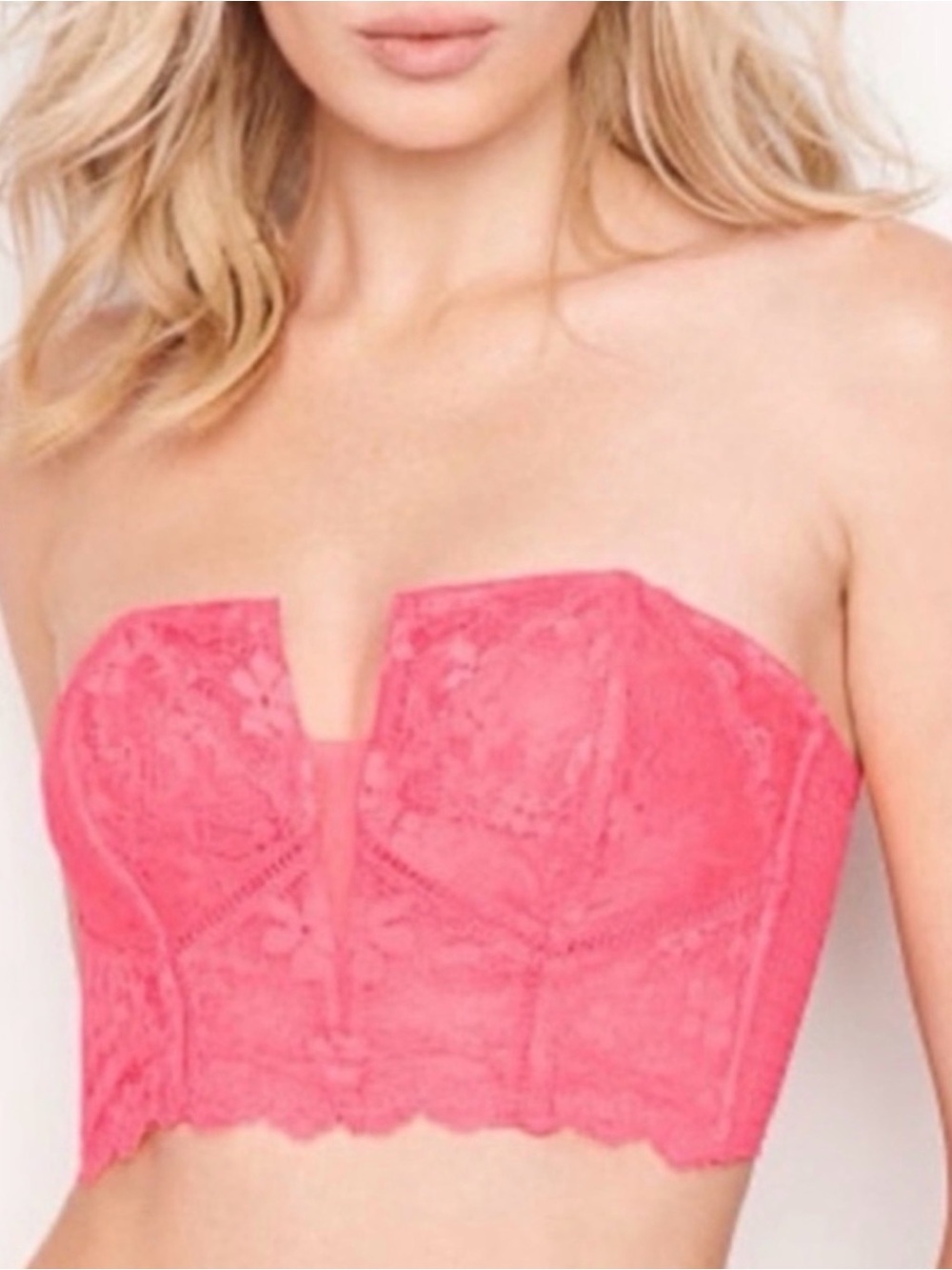 Victoria's Secret Dream Angels Neon Pink Lace Bustier Corset
Crop Bra Sz M